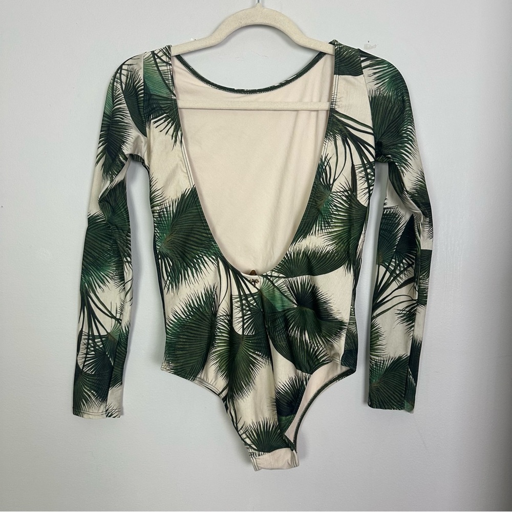 Agua de Coco Palm Print Long Sleeve One Piece Swimsuit - Picture 2 of 9